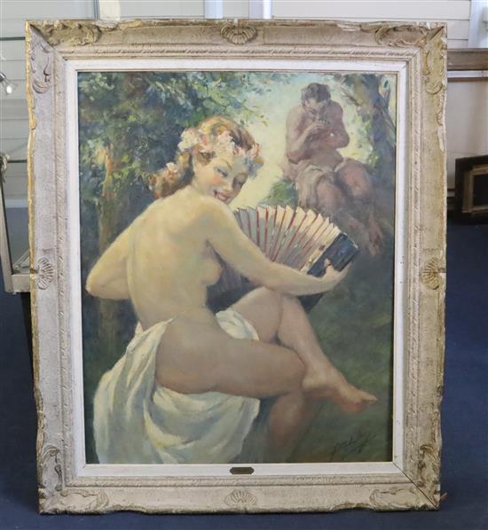 Yves Diey (1892-1984) Le Duo 31.5 x 25in.